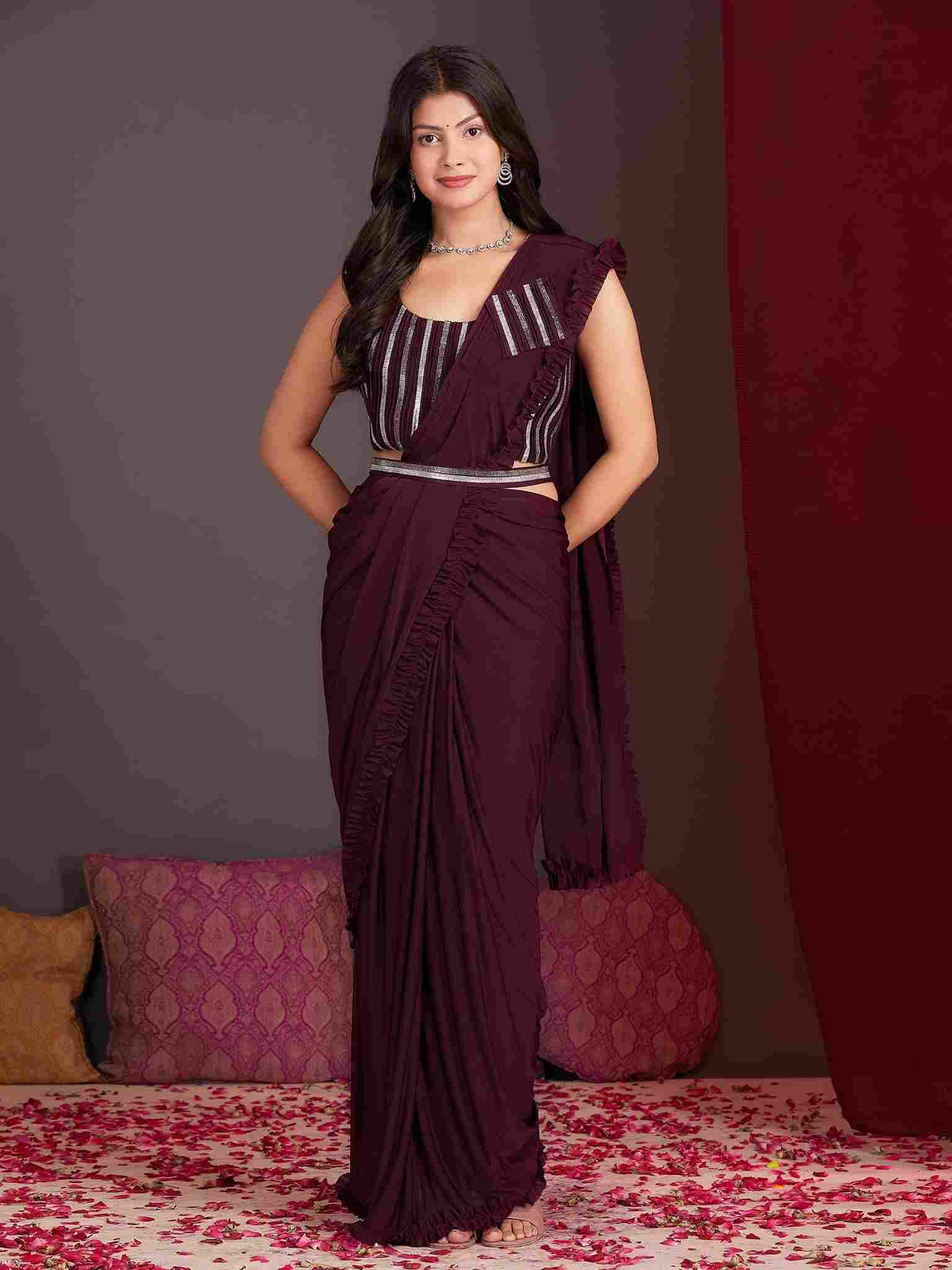 102130 By Amoha Trendz 102130-A To 102130-D Series Indian Traditional Wear Collection Beautiful Stylish Fancy Colorful Party Wear & Occasional Wear Lycra Sarees At Wholesale Price