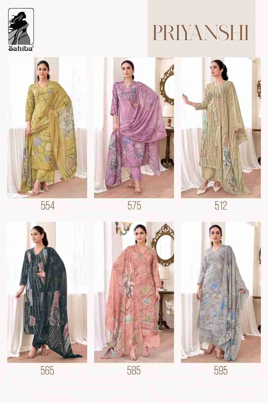 Priyanshi By Sahiba Fabrics Beautiful Festive Suits Colorful Stylish Fancy Casual Wear & Ethnic Wear Pure Lawn Cotton Dresses At Wholesale Price