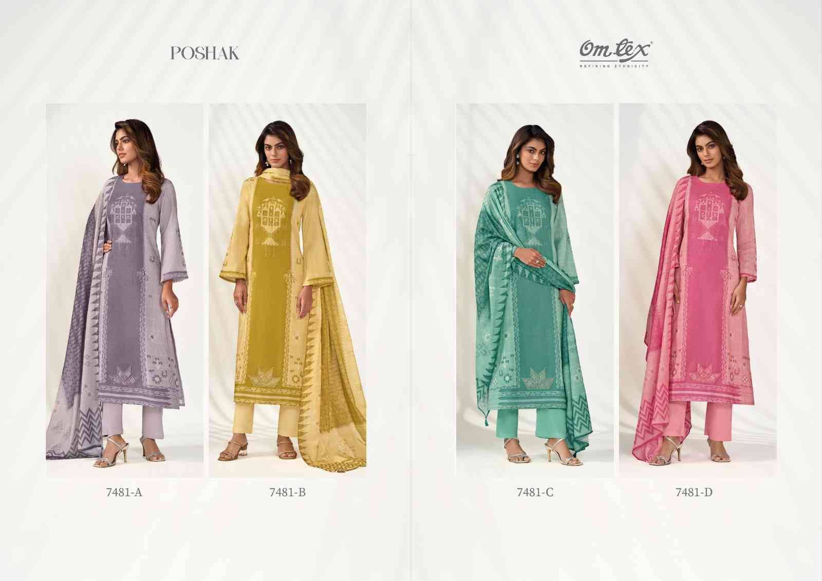 Poshak By Om Tex 7681-A To 7681-D Series Beautiful Suits Stylish Fancy Colorful Party Wear & Ethnic Wear Linen Dresses At Wholesale Price