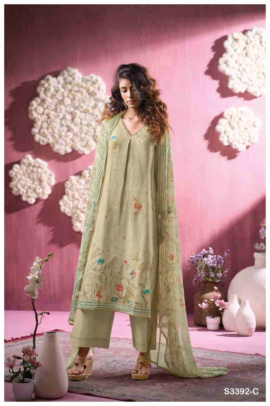 Florissa-3392 By Ganga Fashion 3392-A To 3392-D Series Beautiful Festive Suits Colorful Stylish Fancy Casual Wear & Ethnic Wear Pure Linen Dresses At Wholesale Price