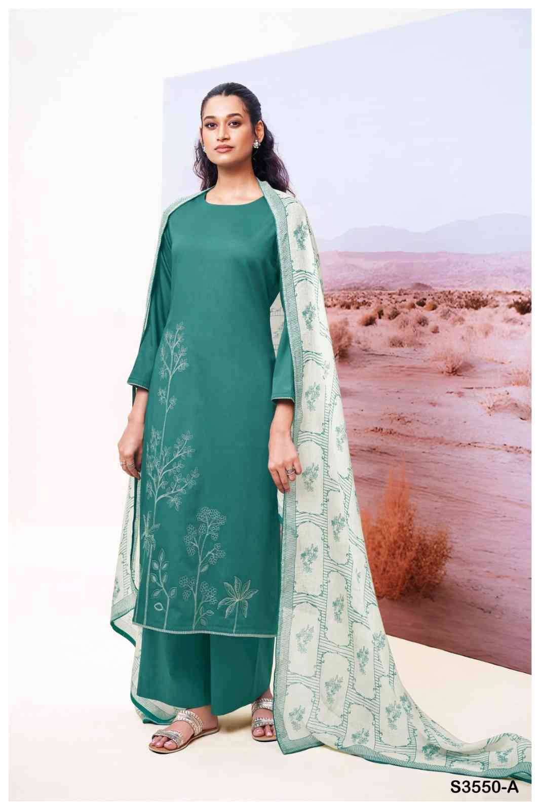 Isheeta-3550 By Ganga Fashion 3550-A To 3550-D Series Beautiful Festive Suits Colorful Stylish Fancy Casual Wear & Ethnic Wear Pure Cotton Silk Dresses At Wholesale Price