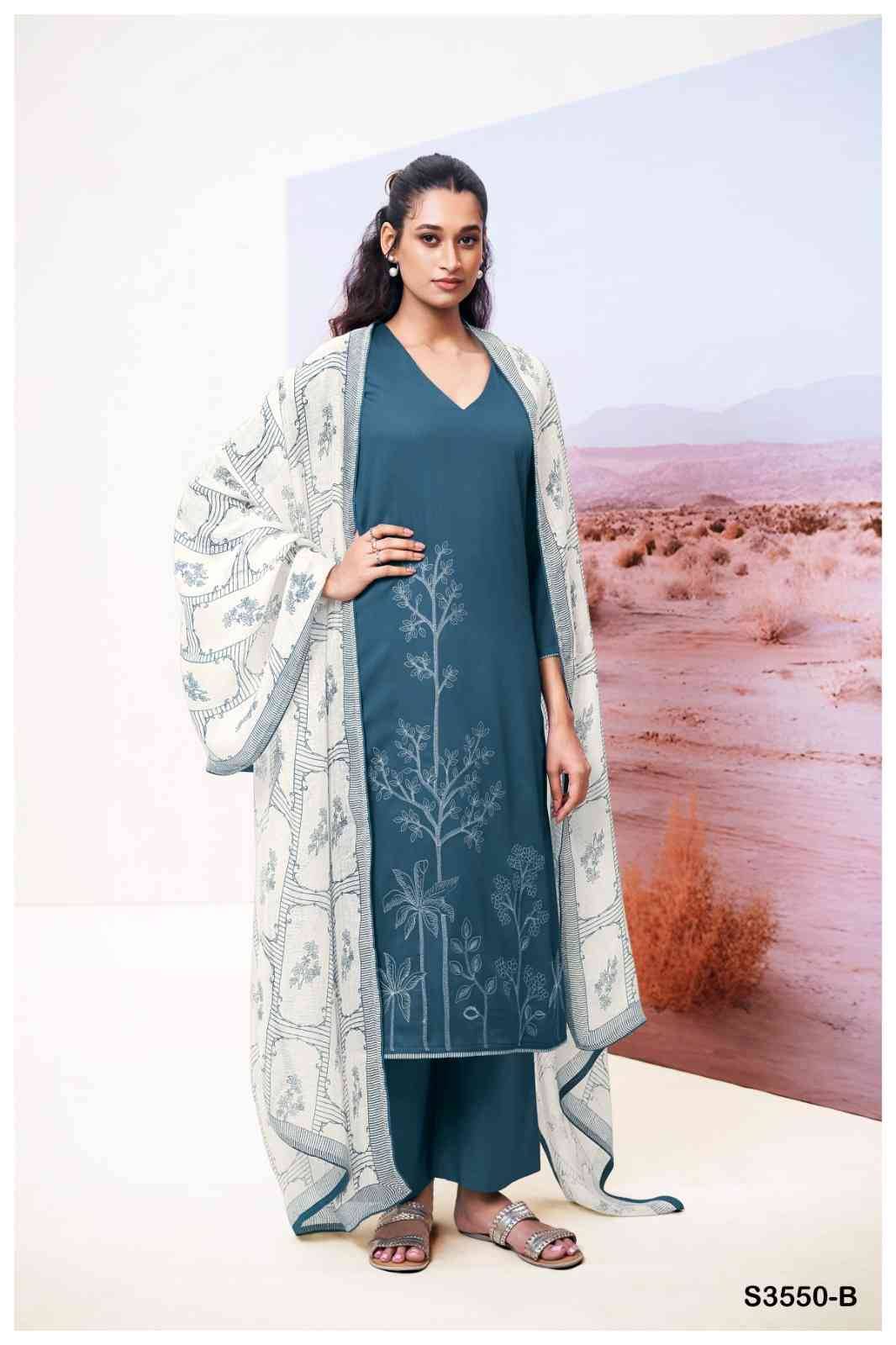 Isheeta-3550 By Ganga Fashion 3550-A To 3550-D Series Beautiful Festive Suits Colorful Stylish Fancy Casual Wear & Ethnic Wear Pure Cotton Silk Dresses At Wholesale Price