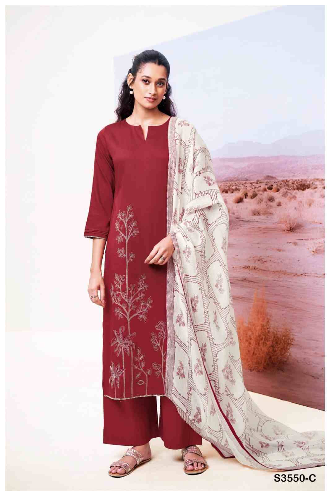 Isheeta-3550 By Ganga Fashion 3550-A To 3550-D Series Beautiful Festive Suits Colorful Stylish Fancy Casual Wear & Ethnic Wear Pure Cotton Silk Dresses At Wholesale Price