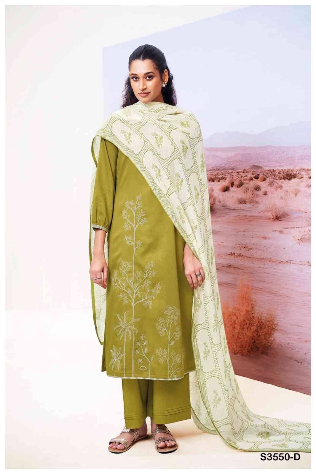 Isheeta-3550 By Ganga Fashion 3550-A To 3550-D Series Beautiful Festive Suits Colorful Stylish Fancy Casual Wear & Ethnic Wear Pure Cotton Silk Dresses At Wholesale Price