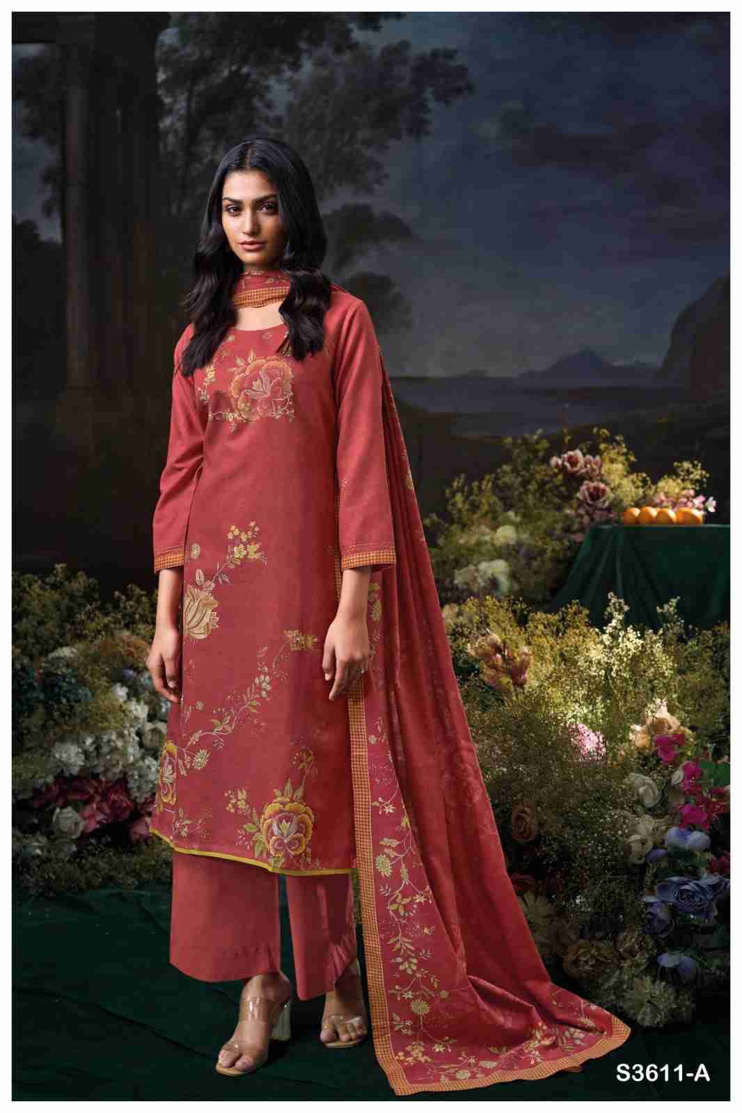 Idhika-3611 By Ganga Fashion 3611-A To 3611-D Series Beautiful Festive Suits Colorful Stylish Fancy Casual Wear & Ethnic Wear Pure Cotton Linen Dresses At Wholesale Price