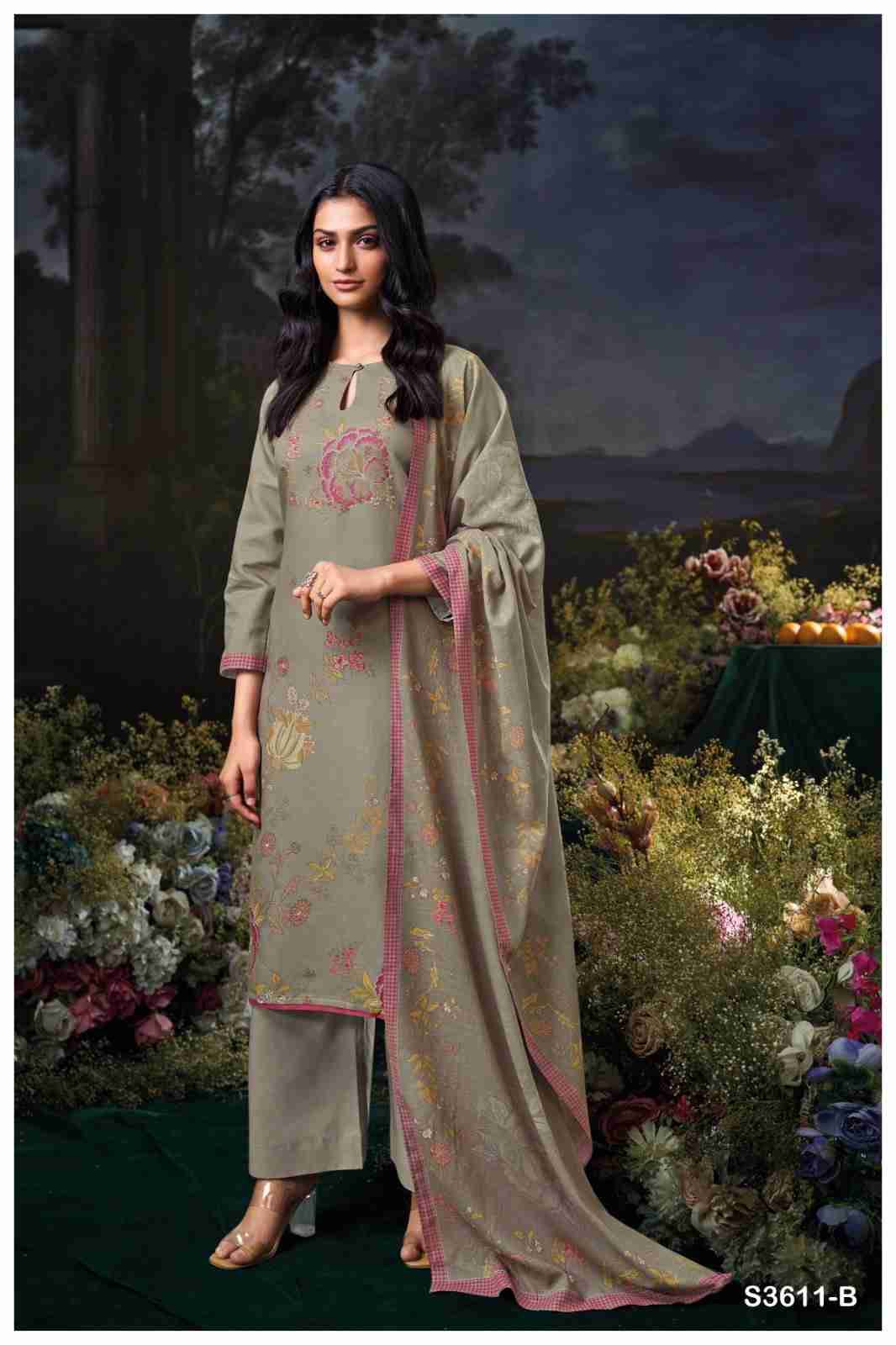 Idhika-3611 By Ganga Fashion 3611-A To 3611-D Series Beautiful Festive Suits Colorful Stylish Fancy Casual Wear & Ethnic Wear Pure Cotton Linen Dresses At Wholesale Price