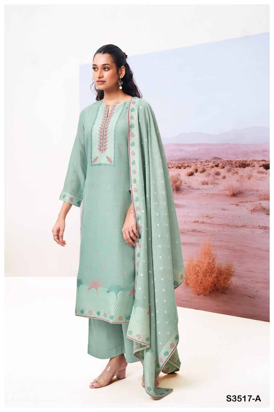 Gracia-3517 By Ganga Fashion 3517-A To 3517-B Series Beautiful Festive Suits Colorful Stylish Fancy Casual Wear & Ethnic Wear Pure Viscose Silk Dresses At Wholesale Price