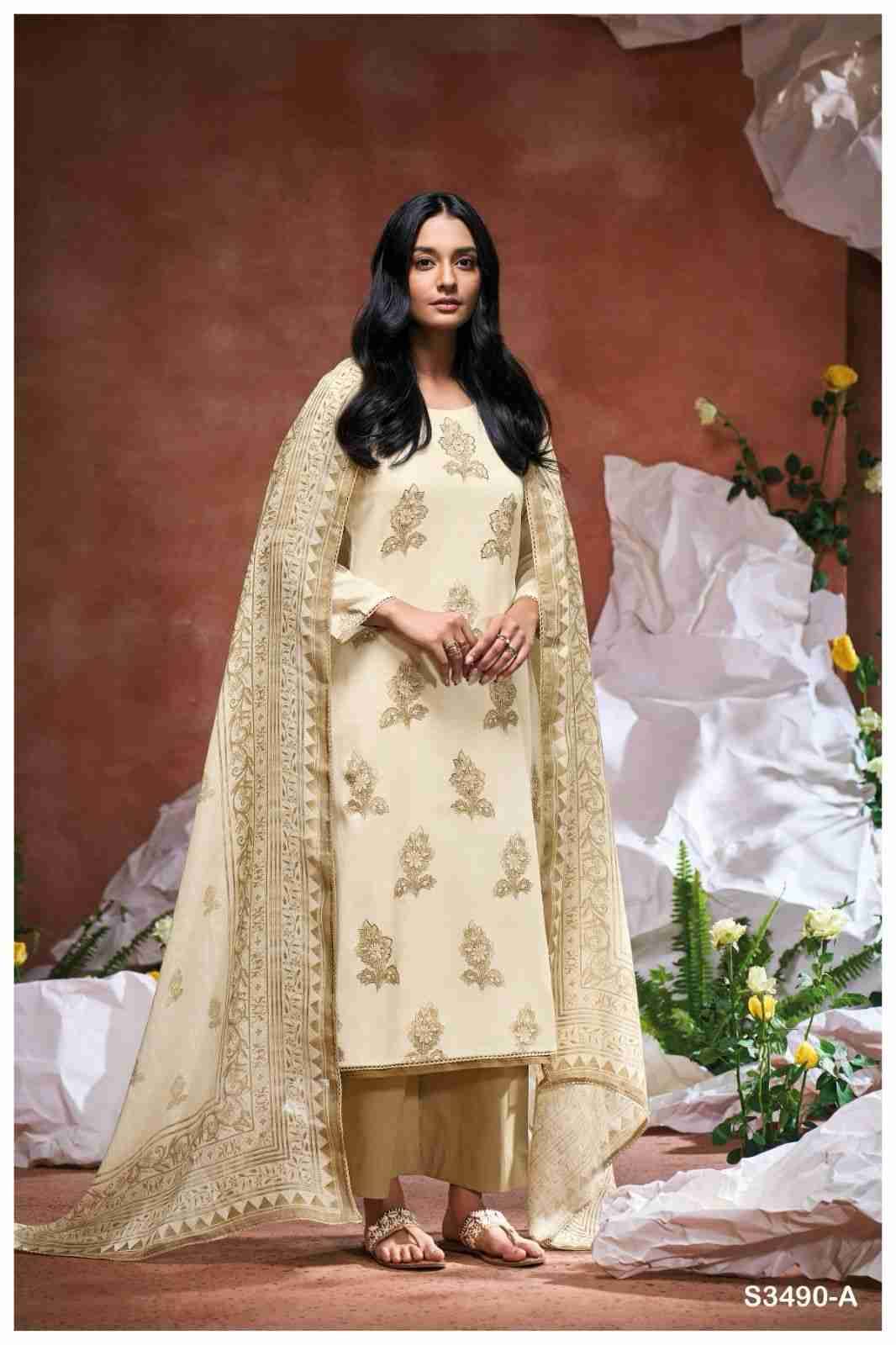 Damaira-3490 By Ganga Fashion 3490-A To 3490-D Series Beautiful Festive Suits Colorful Stylish Fancy Casual Wear & Ethnic Wear Pure Cotton Dresses At Wholesale Price