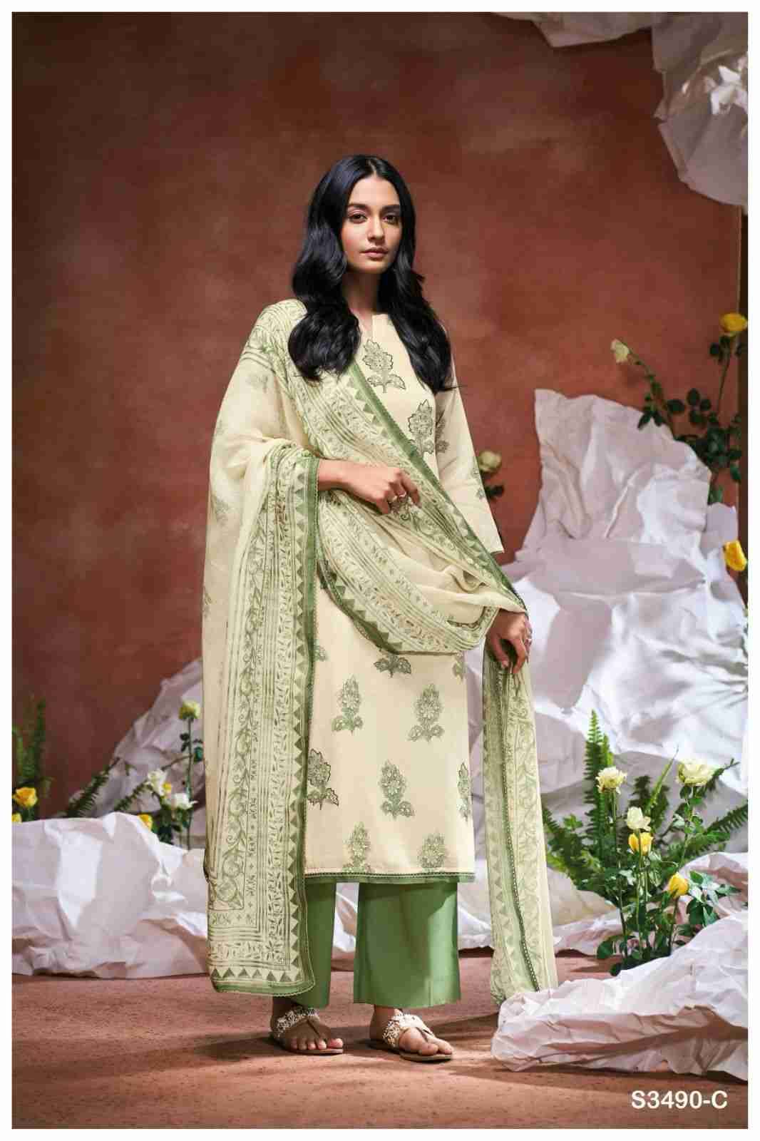 Damaira-3490 By Ganga Fashion 3490-A To 3490-D Series Beautiful Festive Suits Colorful Stylish Fancy Casual Wear & Ethnic Wear Pure Cotton Dresses At Wholesale Price