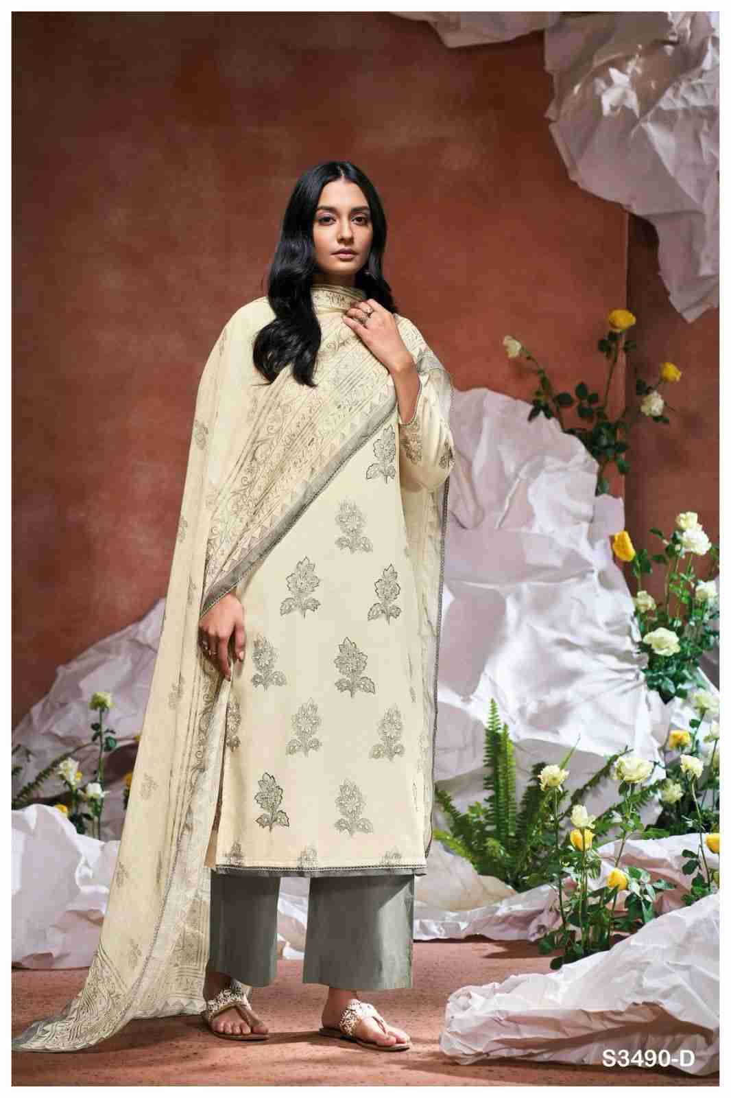 Damaira-3490 By Ganga Fashion 3490-A To 3490-D Series Beautiful Festive Suits Colorful Stylish Fancy Casual Wear & Ethnic Wear Pure Cotton Dresses At Wholesale Price