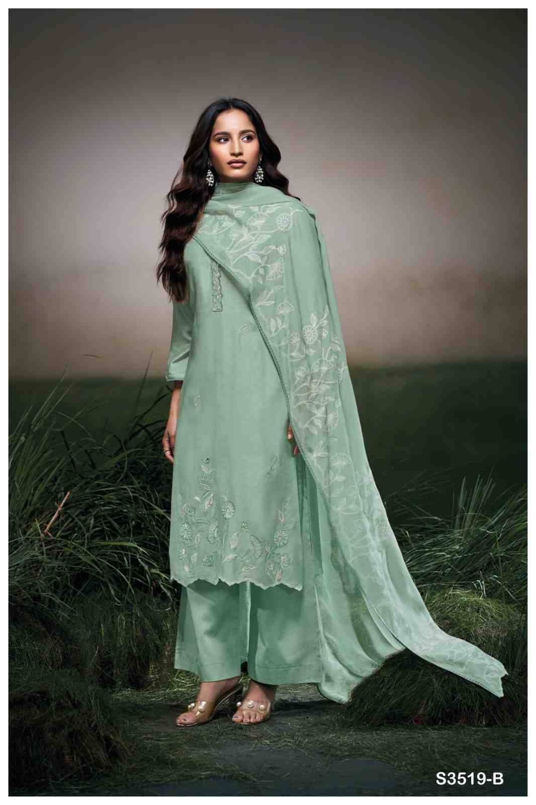 Elayna-3519 By Ganga Fashion 3519-A To 3519-B Series Beautiful Festive Suits Colorful Stylish Fancy Casual Wear & Ethnic Wear Pure Bemberg Silk Dresses At Wholesale Price