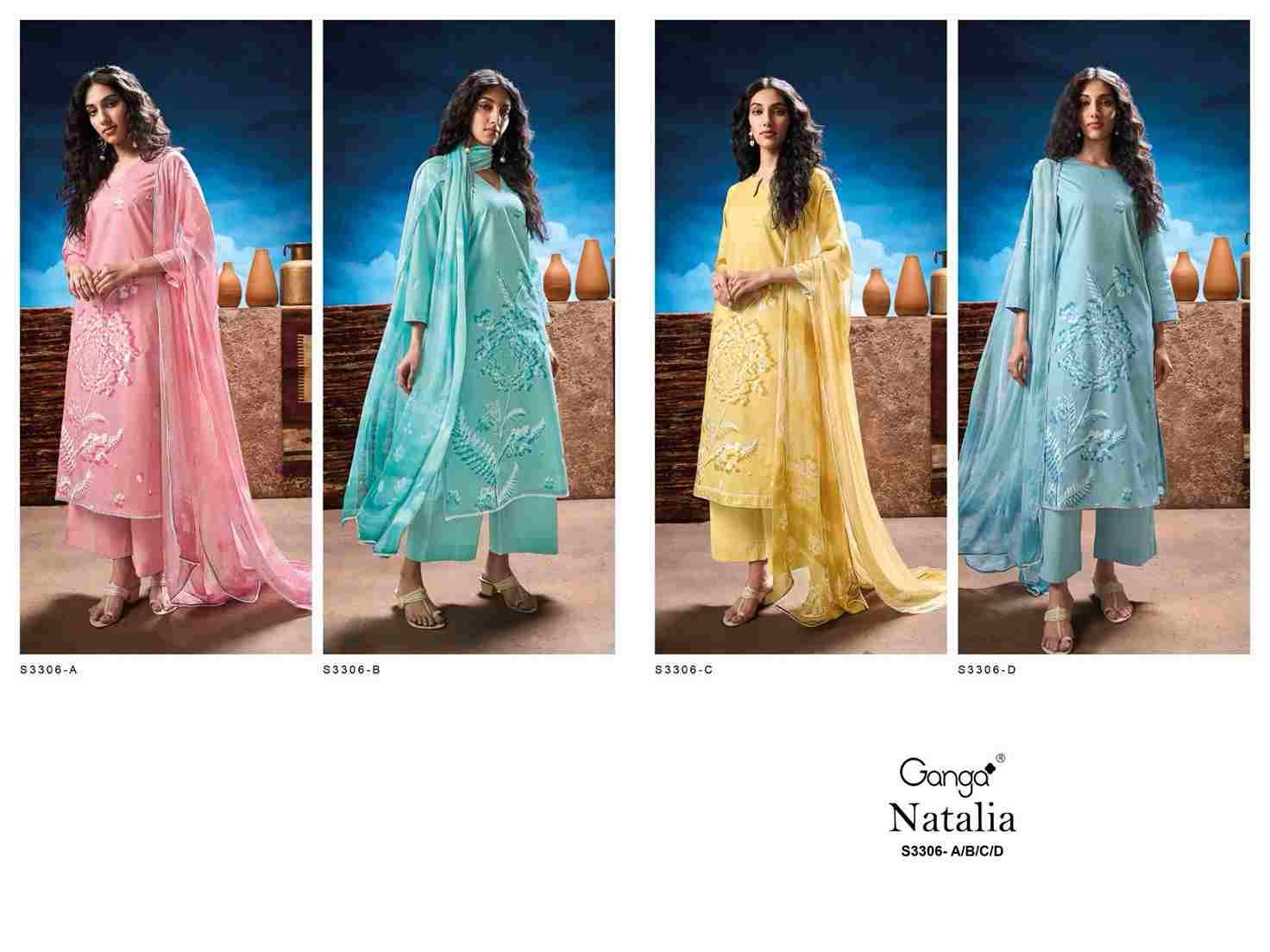 Natalia-3306 By Ganga Fashion 3306-A To 3306-D Series Beautiful Festive Suits Colorful Stylish Fancy Casual Wear & Ethnic Wear Cotton Dresses At Wholesale Price