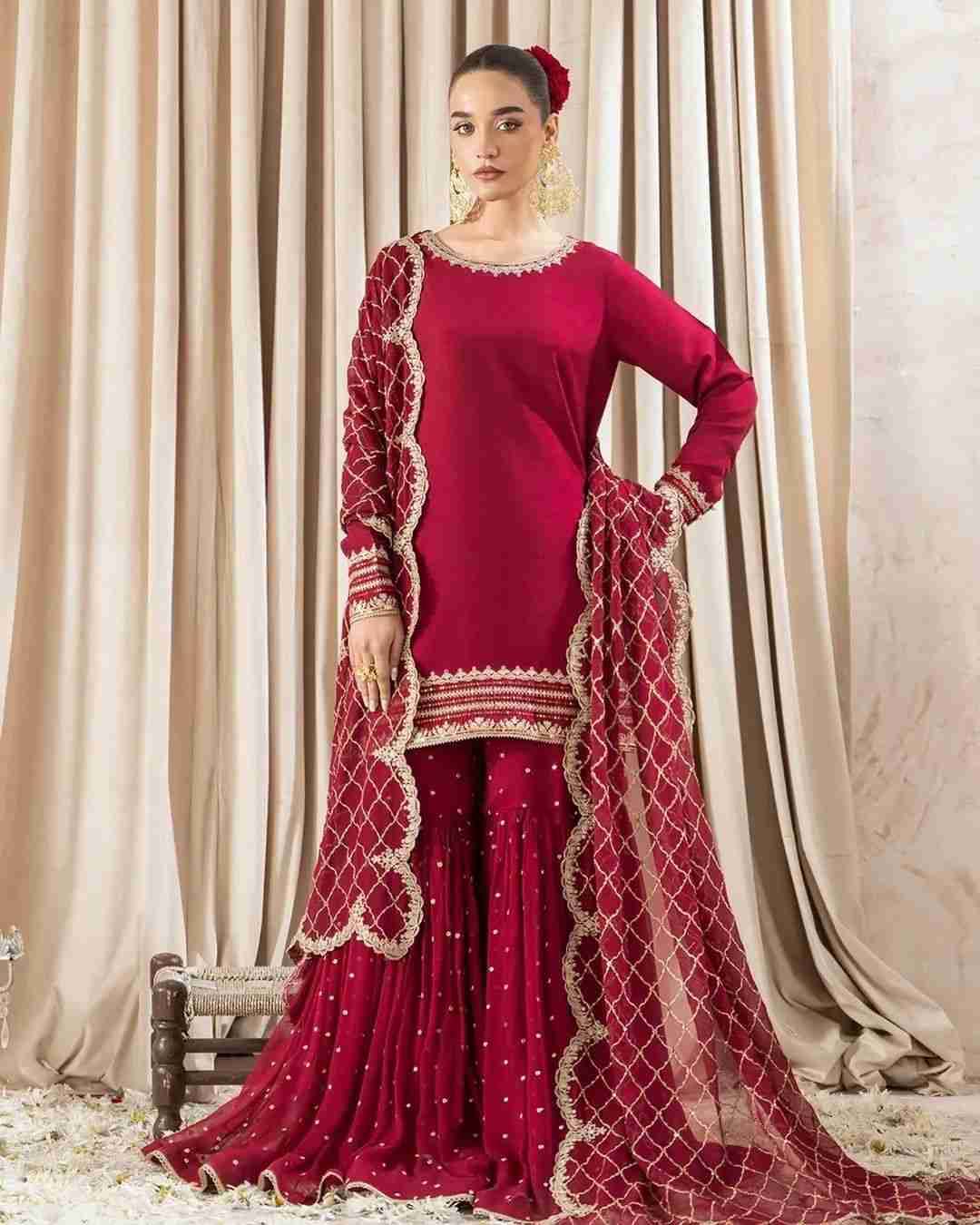 R-5867 By Fashid Wholesale 01 To 04 Series Designer Sharara Beautiful Fancy Stylish Colorful Party Wear & Occasional Wear Faux Georgette Dresses At Wholesale Price