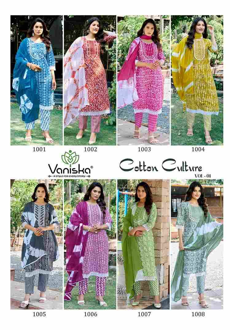 Cotton Culture Vol-1 By Vaniska 1001 To 1008 Series Beautiful Festive Suits Colorful Stylish Fancy Casual Wear & Ethnic Wear Cotton Print Dresses At Wholesale Price