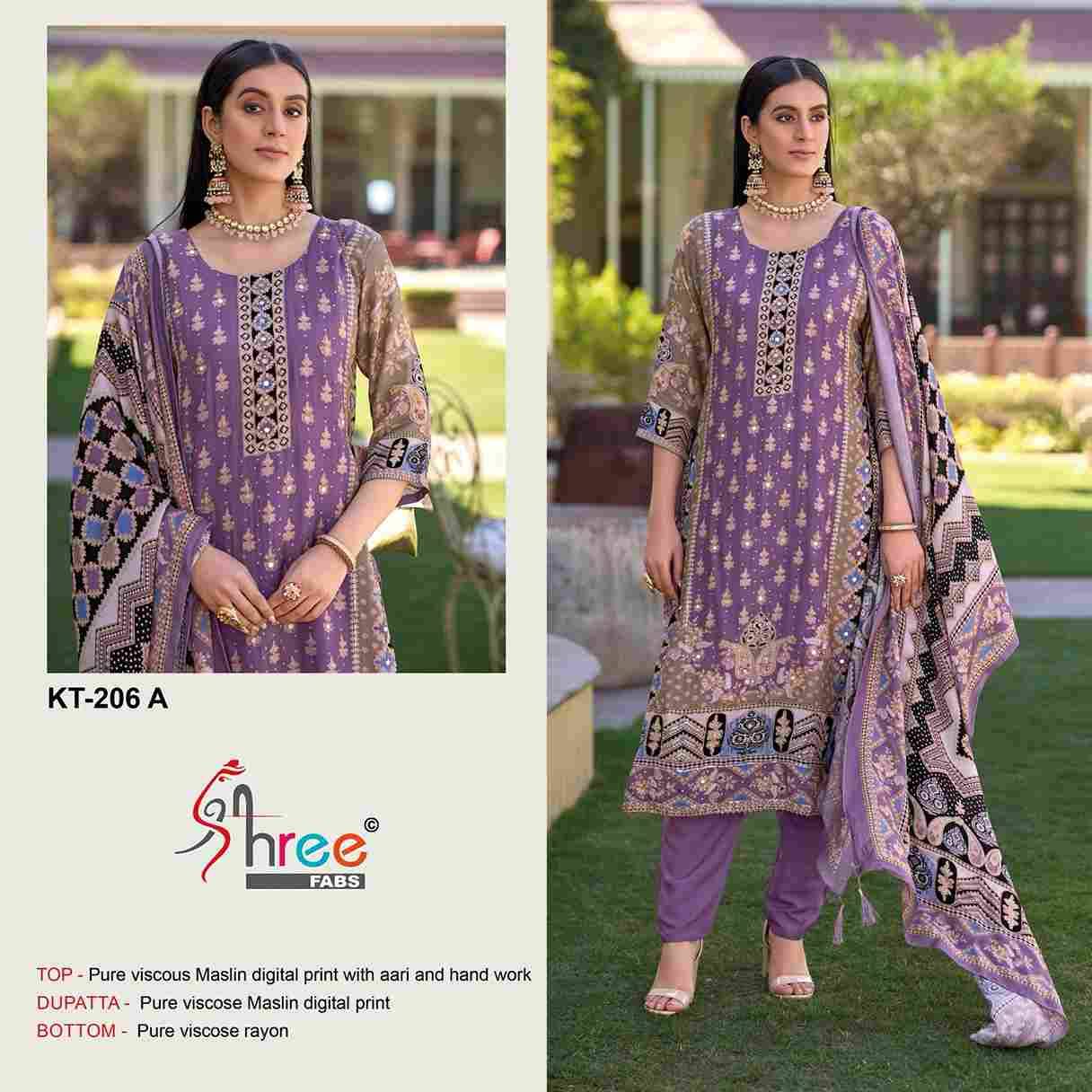 Shree Fabs Hit Design KT-206 Colours By Shree Fabs KT-206-A To KT-206-D Series Designer Pakistani Suits Beautiful Fancy Stylish Colorful Party Wear & Occasional Wear Pure Viscose Muslin Embroidery Dresses At Wholesale Price