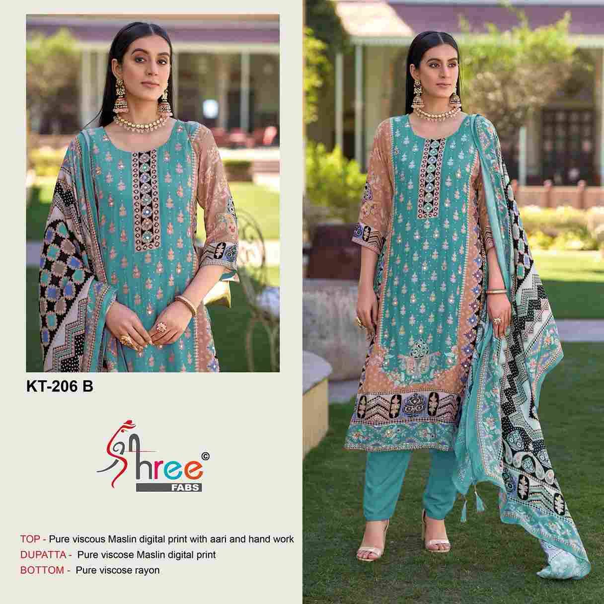 Shree Fabs Hit Design KT-206 Colours By Shree Fabs KT-206-A To KT-206-D Series Designer Pakistani Suits Beautiful Fancy Stylish Colorful Party Wear & Occasional Wear Pure Viscose Muslin Embroidery Dresses At Wholesale Price