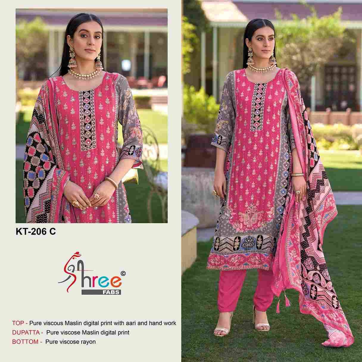 Shree Fabs Hit Design KT-206 Colours By Shree Fabs KT-206-A To KT-206-D Series Designer Pakistani Suits Beautiful Fancy Stylish Colorful Party Wear & Occasional Wear Pure Viscose Muslin Embroidery Dresses At Wholesale Price