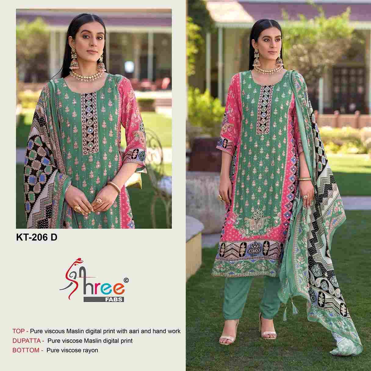 Shree Fabs Hit Design KT-206 Colours By Shree Fabs KT-206-A To KT-206-D Series Designer Pakistani Suits Beautiful Fancy Stylish Colorful Party Wear & Occasional Wear Pure Viscose Muslin Embroidery Dresses At Wholesale Price