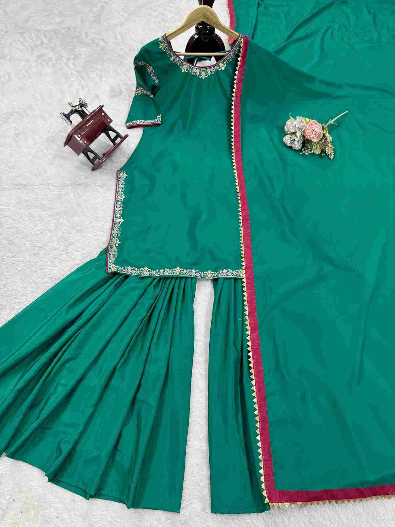 K-1504 By Fashid Wholesale Designer Sharara Suits Beautiful Fancy Colorful Stylish Party Wear & Occasional Wear Natural Crepe Dresses At Wholesale Price