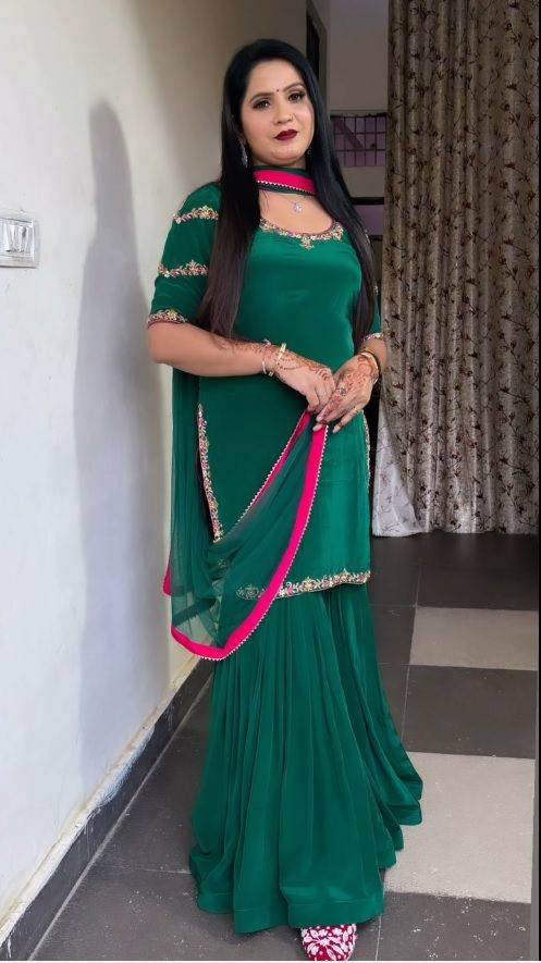 K-1504 By Fashid Wholesale Designer Sharara Suits Beautiful Fancy Colorful Stylish Party Wear & Occasional Wear Natural Crepe Dresses At Wholesale Price