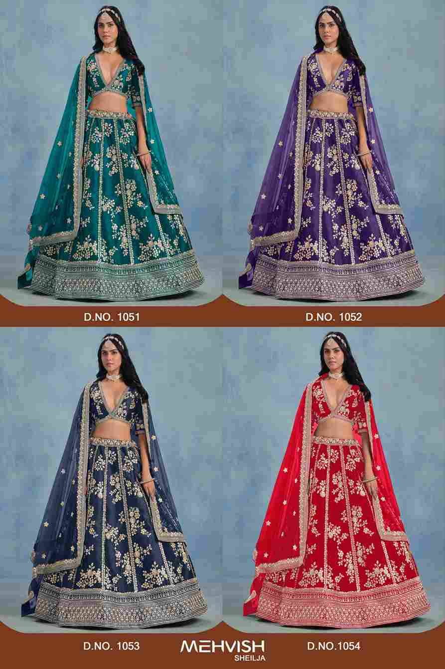 Sheilja By Mehvish 1051 To 1054 Series Designer Beautiful Collection Occasional Wear & Party Wear Art Silk Lehengas At Wholesale Price