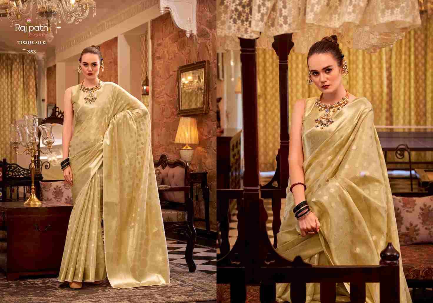 Pluto By Rajpath 352 To 357 Series Indian Traditional Wear Collection Beautiful Stylish Fancy Colorful Party Wear & Occasional Wear Tissue Silk Sarees At Wholesale Price
