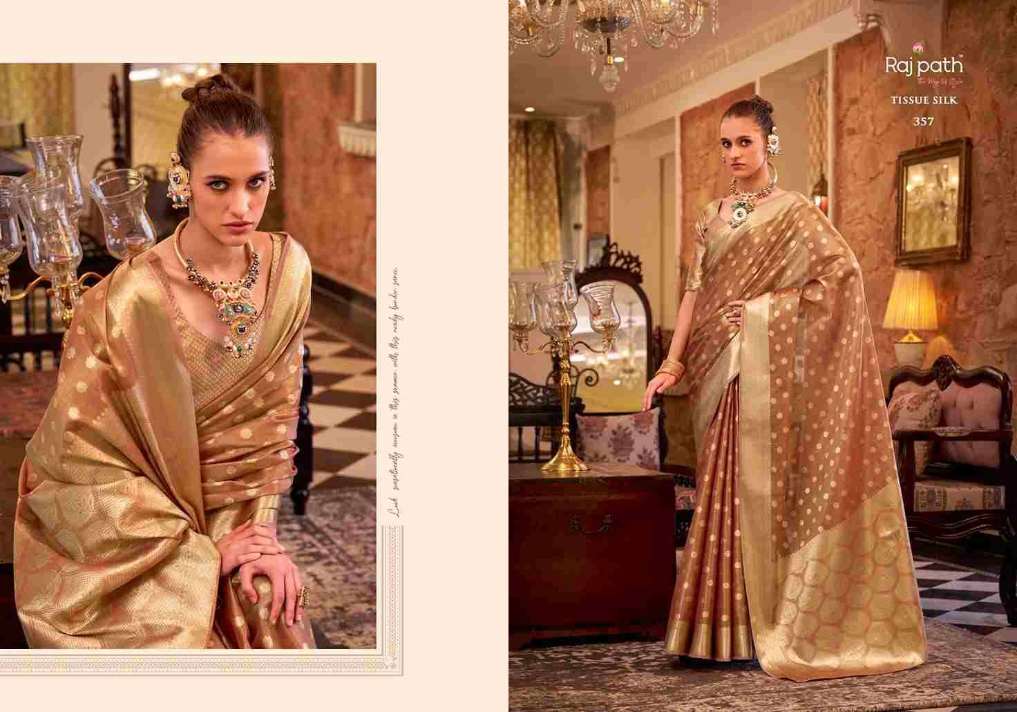 Pluto By Rajpath 352 To 357 Series Indian Traditional Wear Collection Beautiful Stylish Fancy Colorful Party Wear & Occasional Wear Tissue Silk Sarees At Wholesale Price
