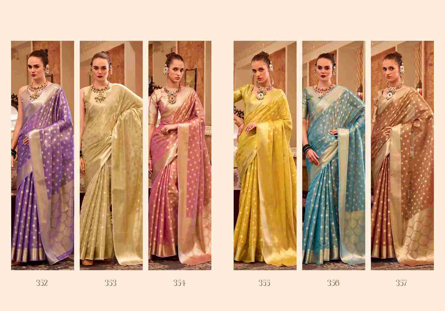 Pluto By Rajpath 352 To 357 Series Indian Traditional Wear Collection Beautiful Stylish Fancy Colorful Party Wear & Occasional Wear Tissue Silk Sarees At Wholesale Price