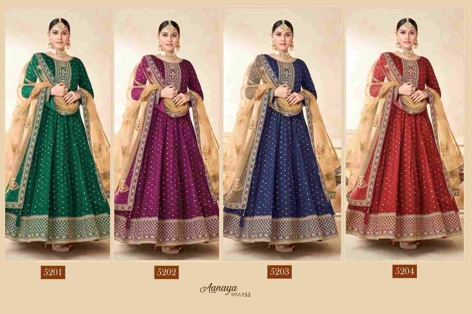 Aanaya Vol-152 By Twisha 5201 To 5204 Series Designer Stylish Fancy Colorful Beautiful Party Wear & Ethnic Wear Collection Tafeta Butti Gowns With Bottom At Wholesale Price