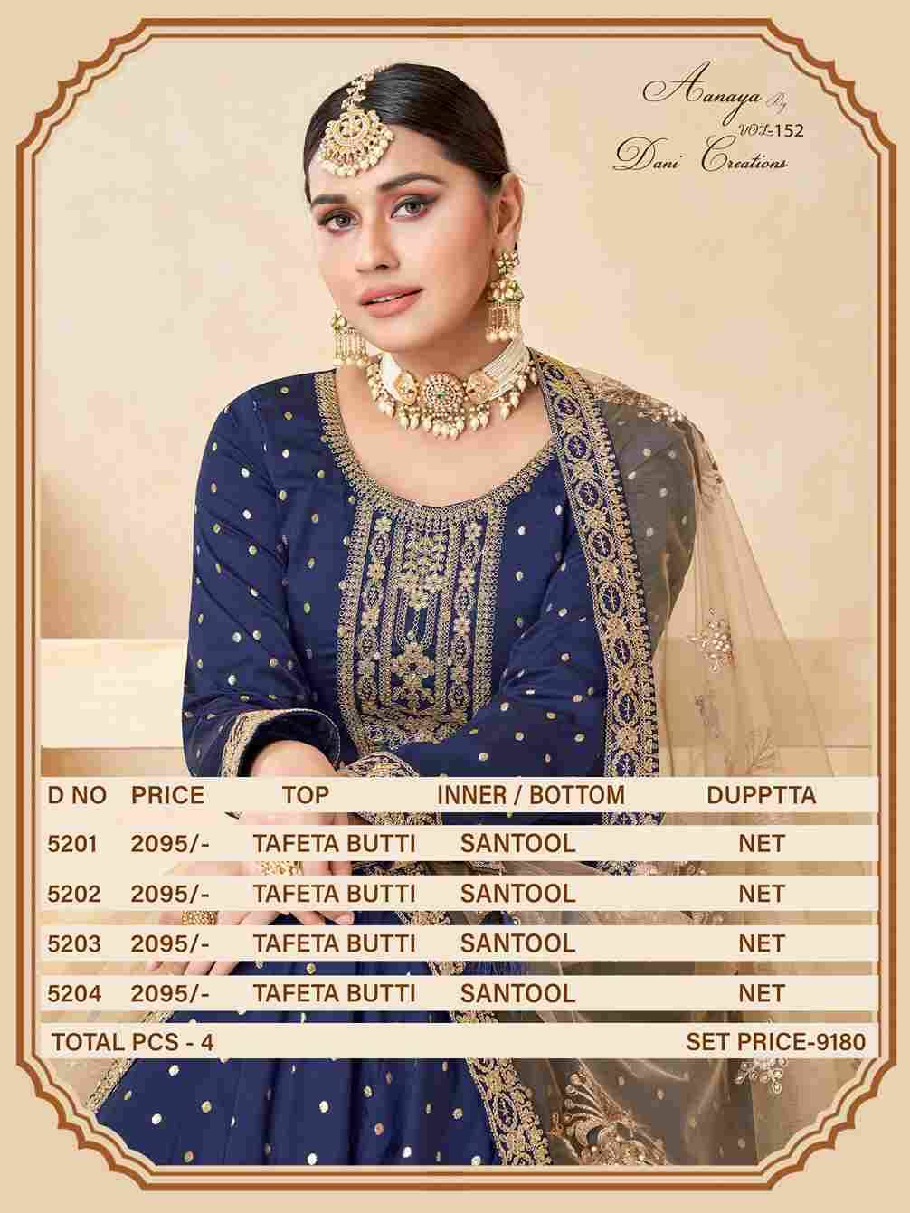 Aanaya Vol-152 By Twisha 5201 To 5204 Series Designer Stylish Fancy Colorful Beautiful Party Wear & Ethnic Wear Collection Tafeta Butti Gowns With Bottom At Wholesale Price