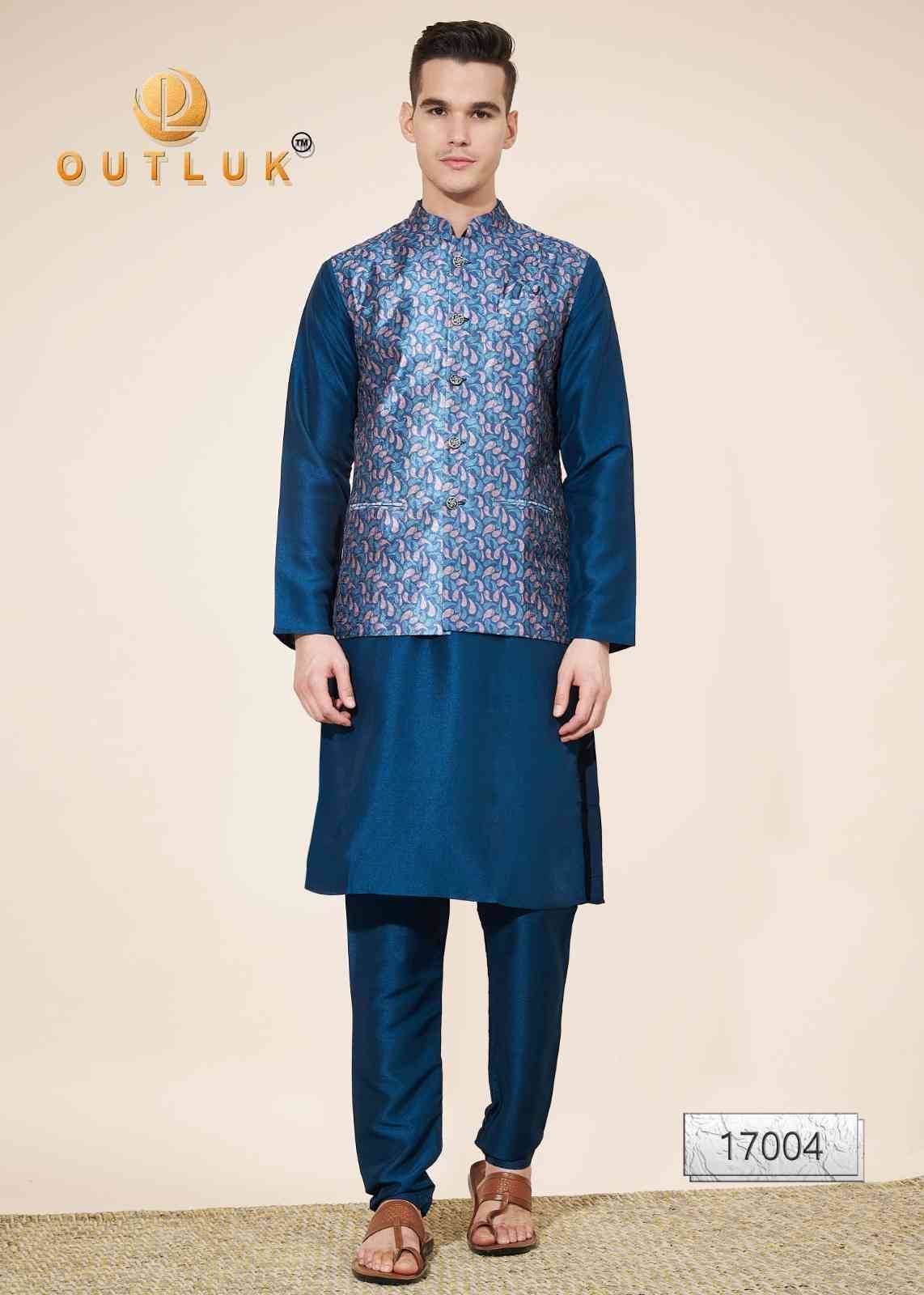 Outluk Vol-117 By Outluk 17001 To 17011 Series Beautiful Colorful Stylish Fancy Casual Wear & Ethnic Wear & Ready To Wear Pure Silk Kurtas With Pajamas At Wholesale Price