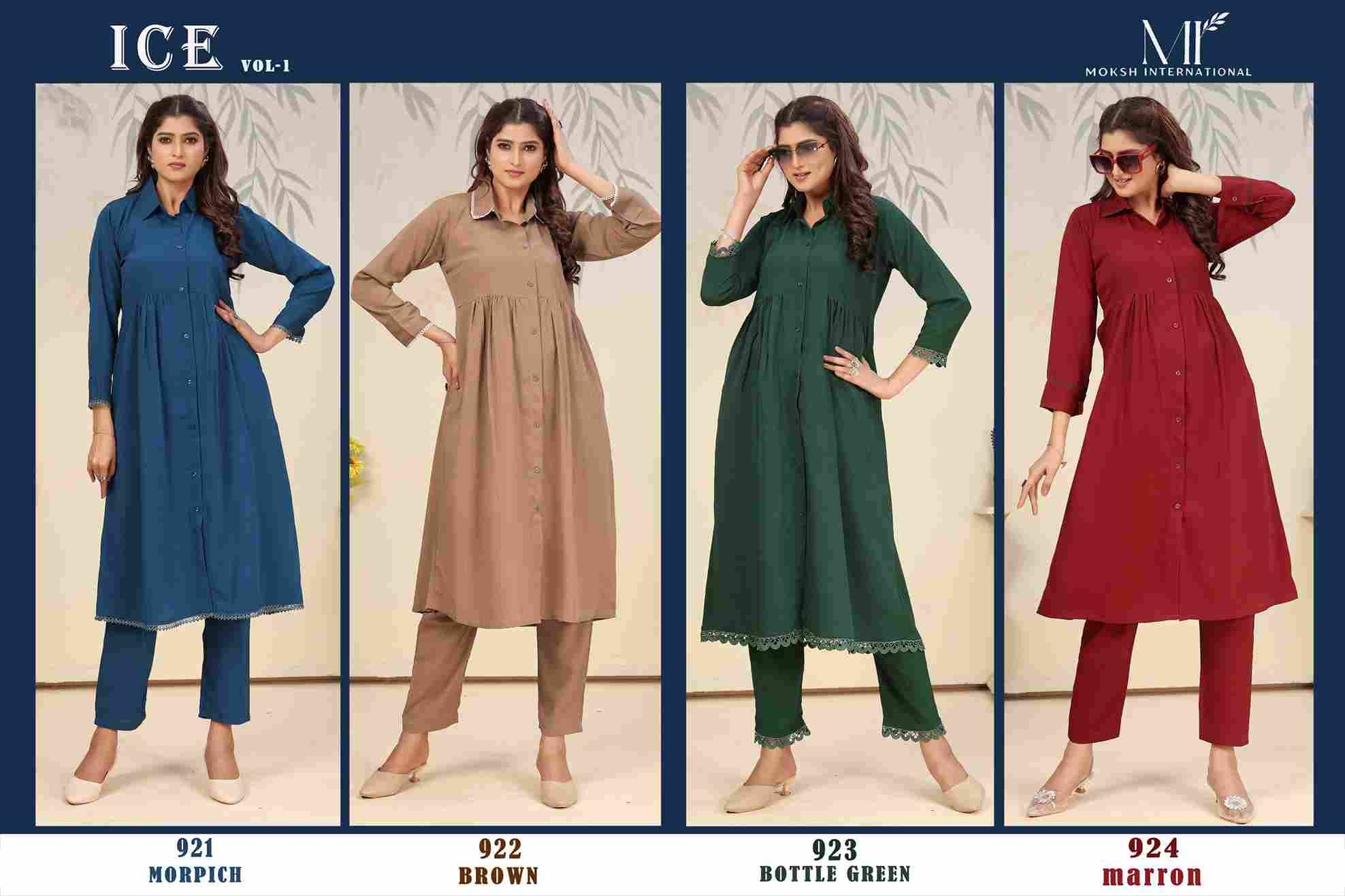 Ice Vol-1 By Moksh International 921 To 924 Series Designer Festive Suits Collection Beautiful Stylish Fancy Colorful Party Wear & Occasional Wear Cotton Kurtis With Bottom At Wholesale Price