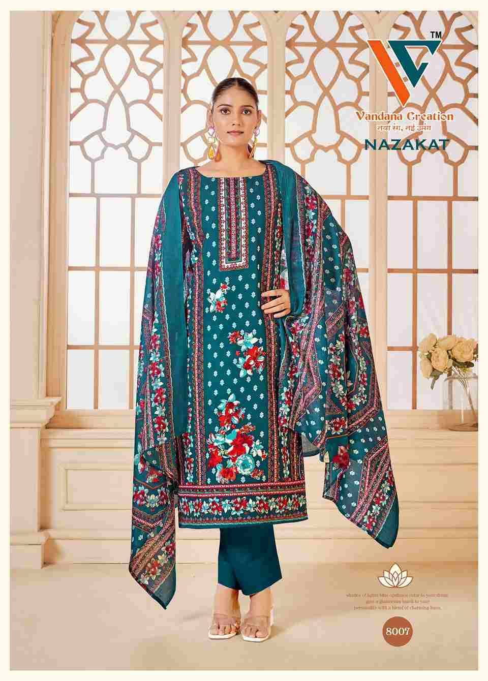 Nazakat Vol-8 By Vandana Creation 8001 To 8008 Series Beautiful Festive Suits Stylish Fancy Colorful Casual Wear & Ethnic Wear Soft Cotton Print Dresses At Wholesale Price