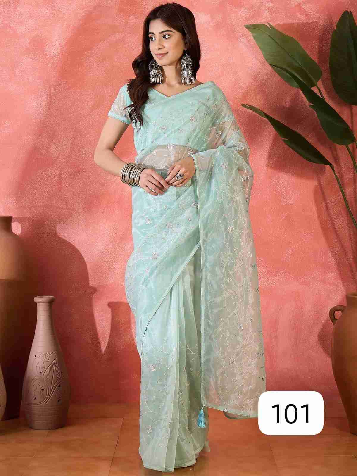 Carnival By PC 101 To 105 Series Indian Traditional Wear Collection Beautiful Stylish Fancy Colorful Party Wear & Occasional Wear Twill Net Sarees At Wholesale Price