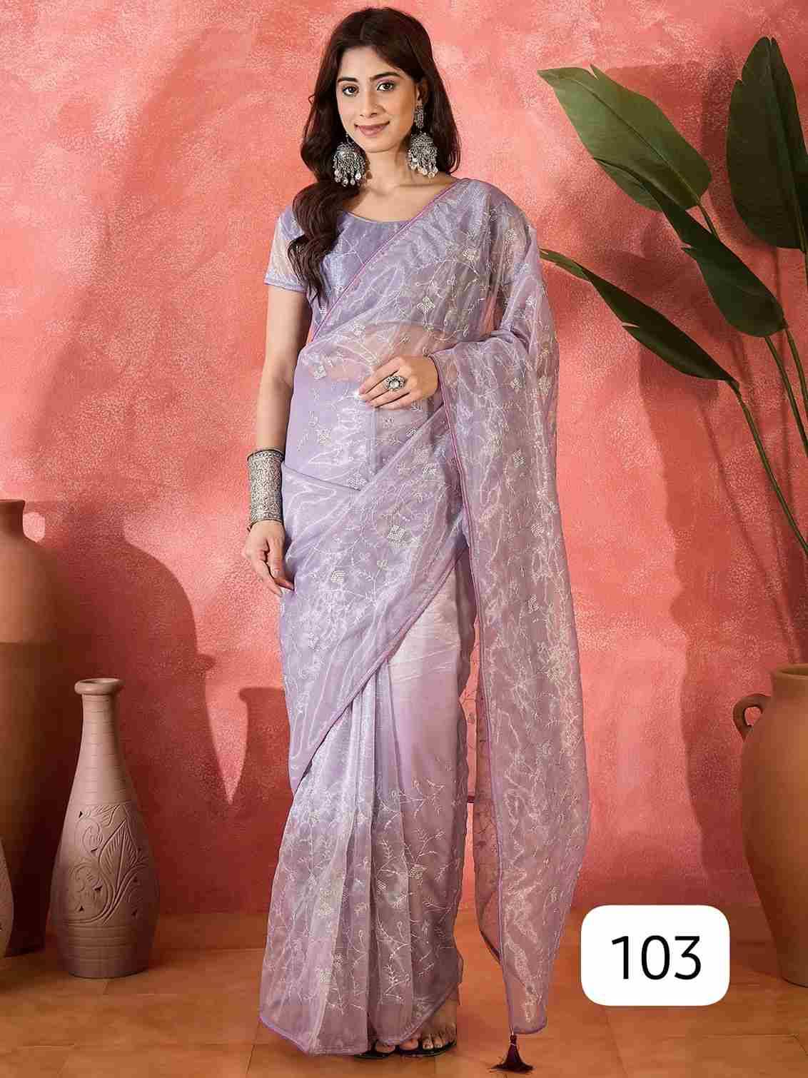 Carnival By PC 101 To 105 Series Indian Traditional Wear Collection Beautiful Stylish Fancy Colorful Party Wear & Occasional Wear Twill Net Sarees At Wholesale Price