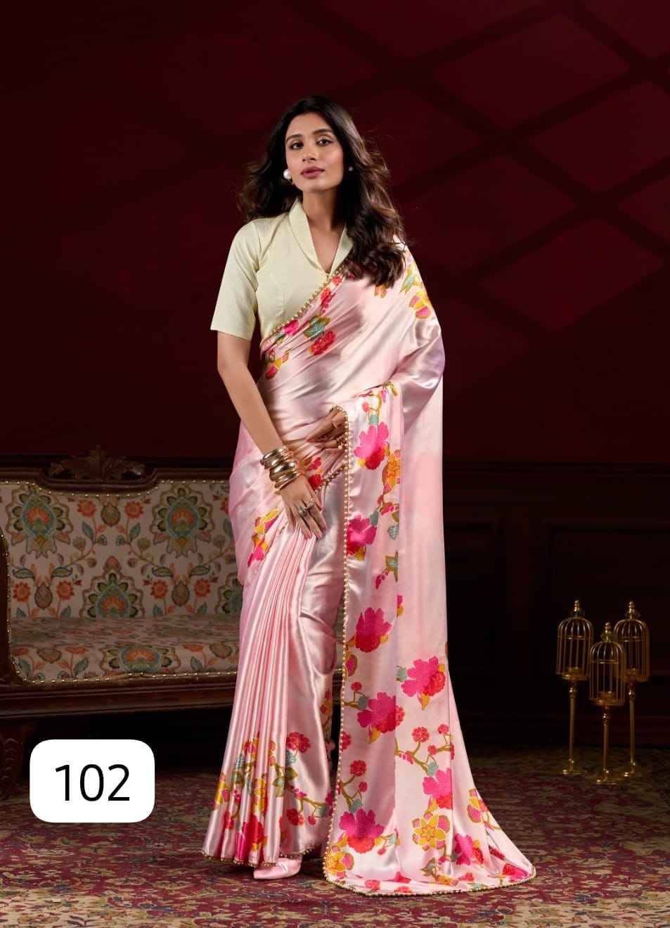 Saroj By PC 101 To 104 Series Indian Traditional Wear Collection Beautiful Stylish Fancy Colorful Party Wear & Occasional Wear Japan Satin Sarees At Wholesale Price