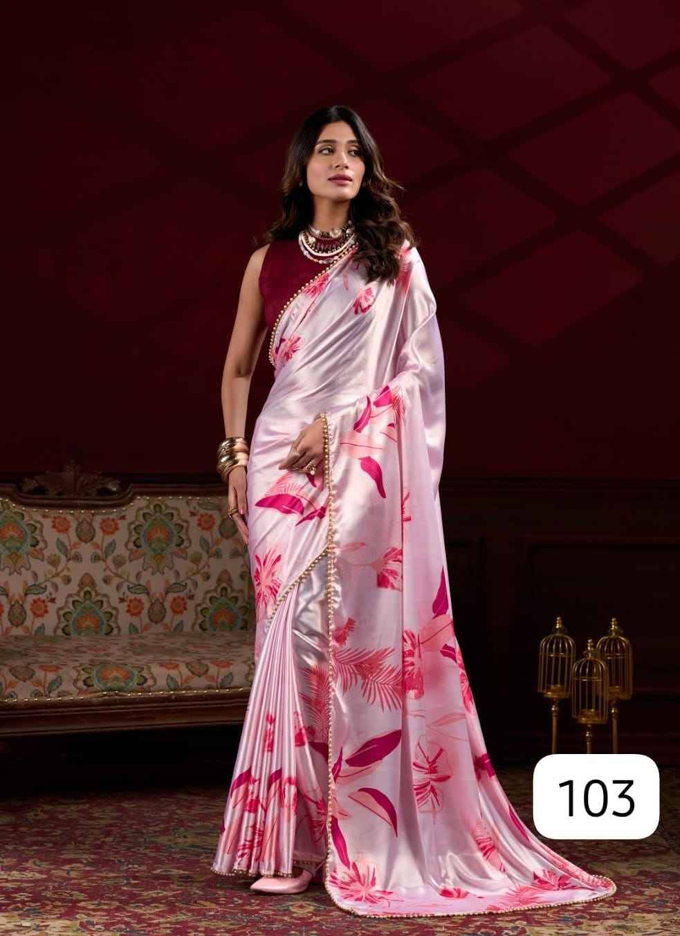 Saroj By PC 101 To 104 Series Indian Traditional Wear Collection Beautiful Stylish Fancy Colorful Party Wear & Occasional Wear Japan Satin Sarees At Wholesale Price