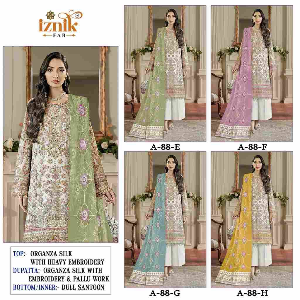 Iznik 88 Colours Vol-2 By Iznik Fab 88-E To 88-H Series Designer Pakistani Suits Beautiful Stylish Fancy Colorful Party Wear & Occasional Wear Organza Silk With Embroidery Dresses At Wholesale Price