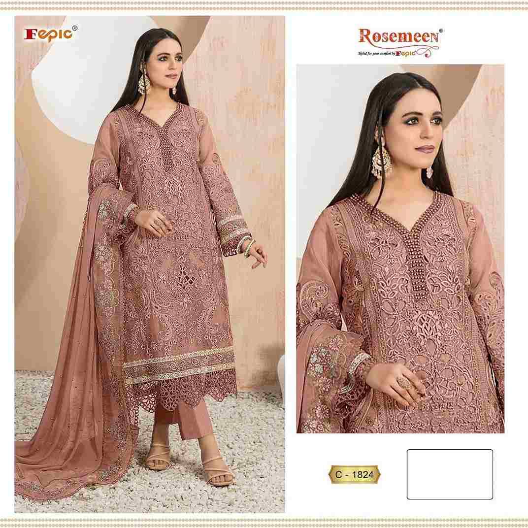 Fepic 1824 Colours By Fepic 1824-A To 1824-D Series Beautiful Pakistani Suits Colorful Stylish Fancy Casual Wear & Ethnic Wear Organza Embroidered Dresses At Wholesale Price