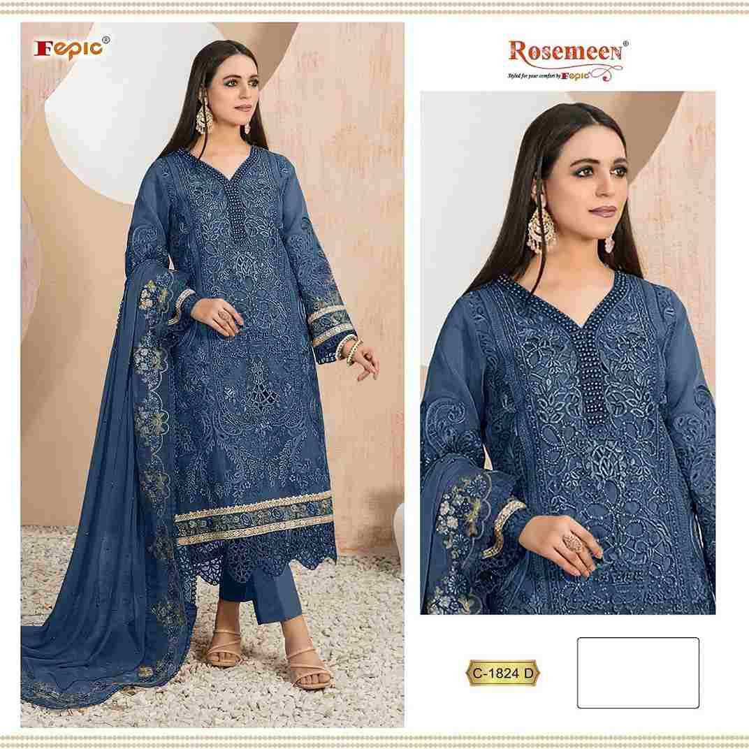 Fepic 1824 Colours By Fepic 1824-A To 1824-D Series Beautiful Pakistani Suits Colorful Stylish Fancy Casual Wear & Ethnic Wear Organza Embroidered Dresses At Wholesale Price