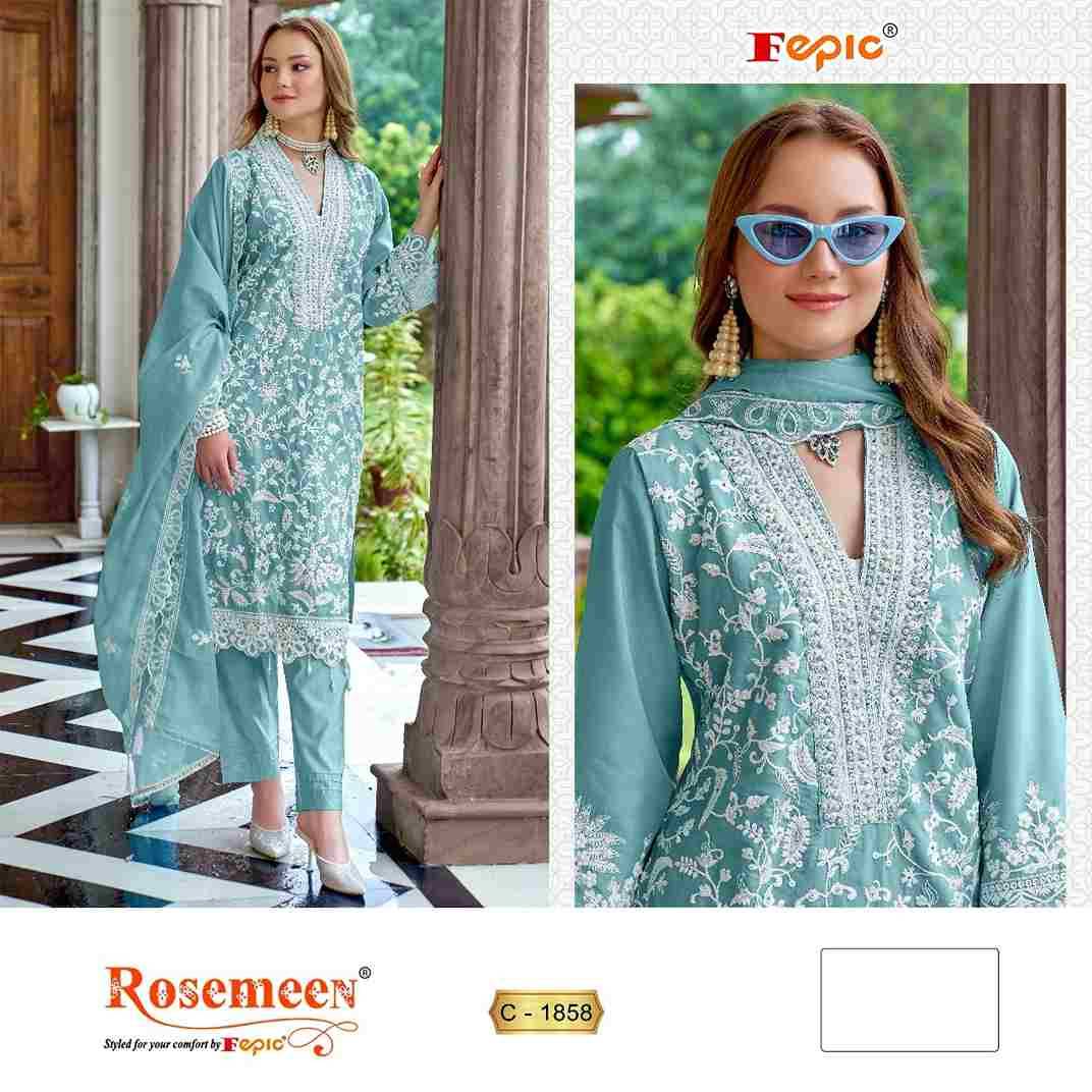 Fepic 1858 Colours By Fepic 1858-A To 1858-D Series Beautiful Pakistani Suits Colorful Stylish Fancy Casual Wear & Ethnic Wear Organza Embroidered Dresses At Wholesale Price