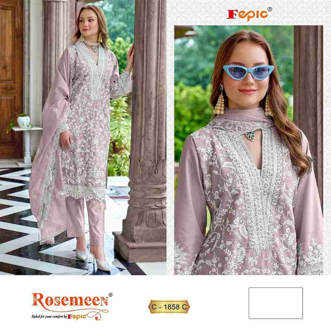 Fepic 1858 Colours By Fepic 1858-A To 1858-D Series Beautiful Pakistani Suits Colorful Stylish Fancy Casual Wear & Ethnic Wear Organza Embroidered Dresses At Wholesale Price