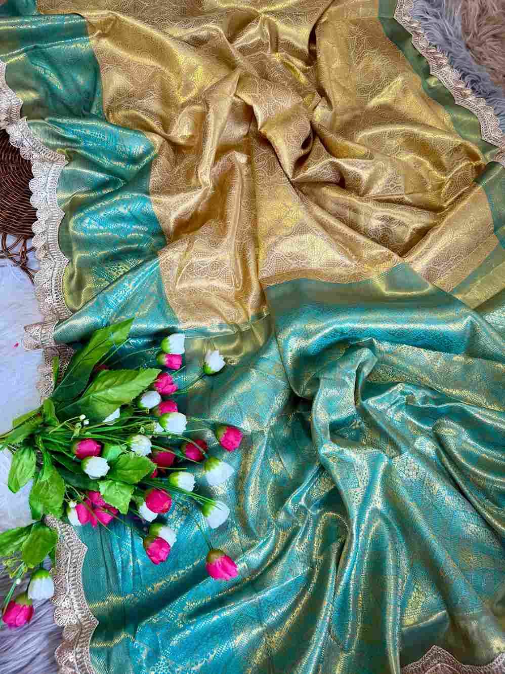 Vv-16 By Fashid Wholesale Indian Traditional Wear Collection Beautiful Stylish Fancy Colorful Party Wear & Occasional Wear Golden Tissue Sarees At Wholesale Price
