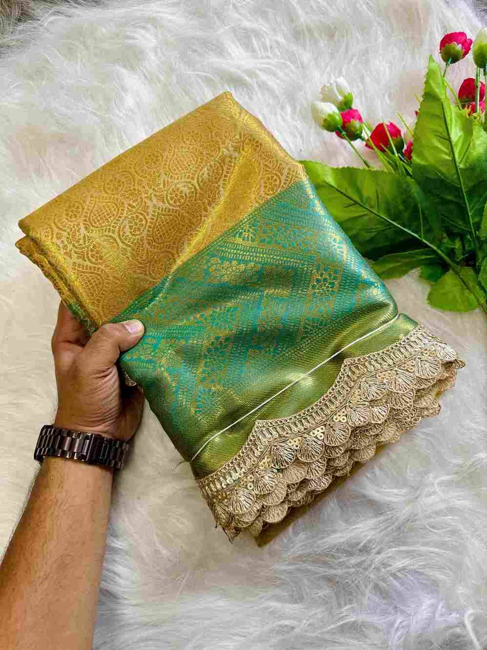 Vv-16 By Fashid Wholesale Indian Traditional Wear Collection Beautiful Stylish Fancy Colorful Party Wear & Occasional Wear Golden Tissue Sarees At Wholesale Price