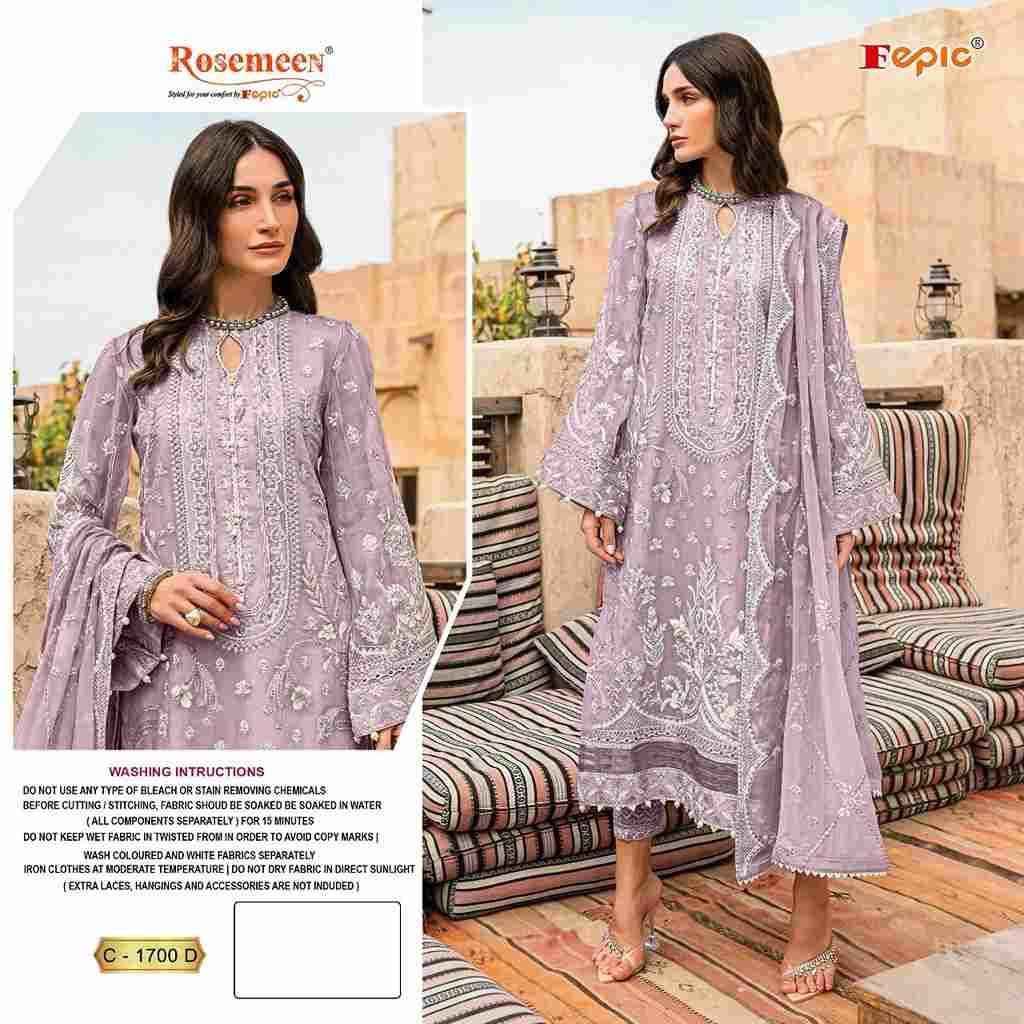 Fepic 1700 Colours By Fepic 1700-A To 1700-D Series Beautiful Pakistani Suits Colorful Stylish Fancy Casual Wear & Ethnic Wear Georgette Embroidered Dresses At Wholesale Price