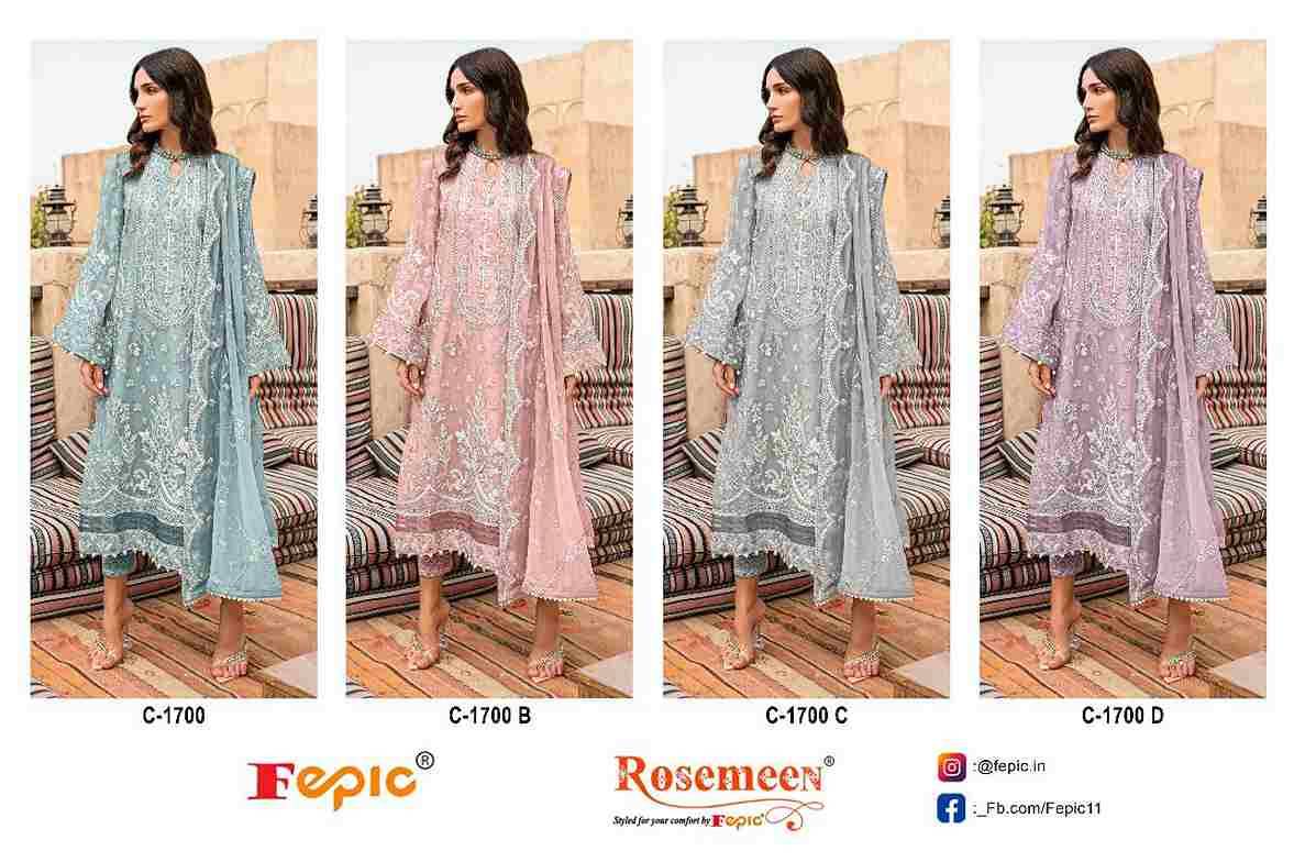 Fepic 1700 Colours By Fepic 1700-A To 1700-D Series Beautiful Pakistani Suits Colorful Stylish Fancy Casual Wear & Ethnic Wear Georgette Embroidered Dresses At Wholesale Price