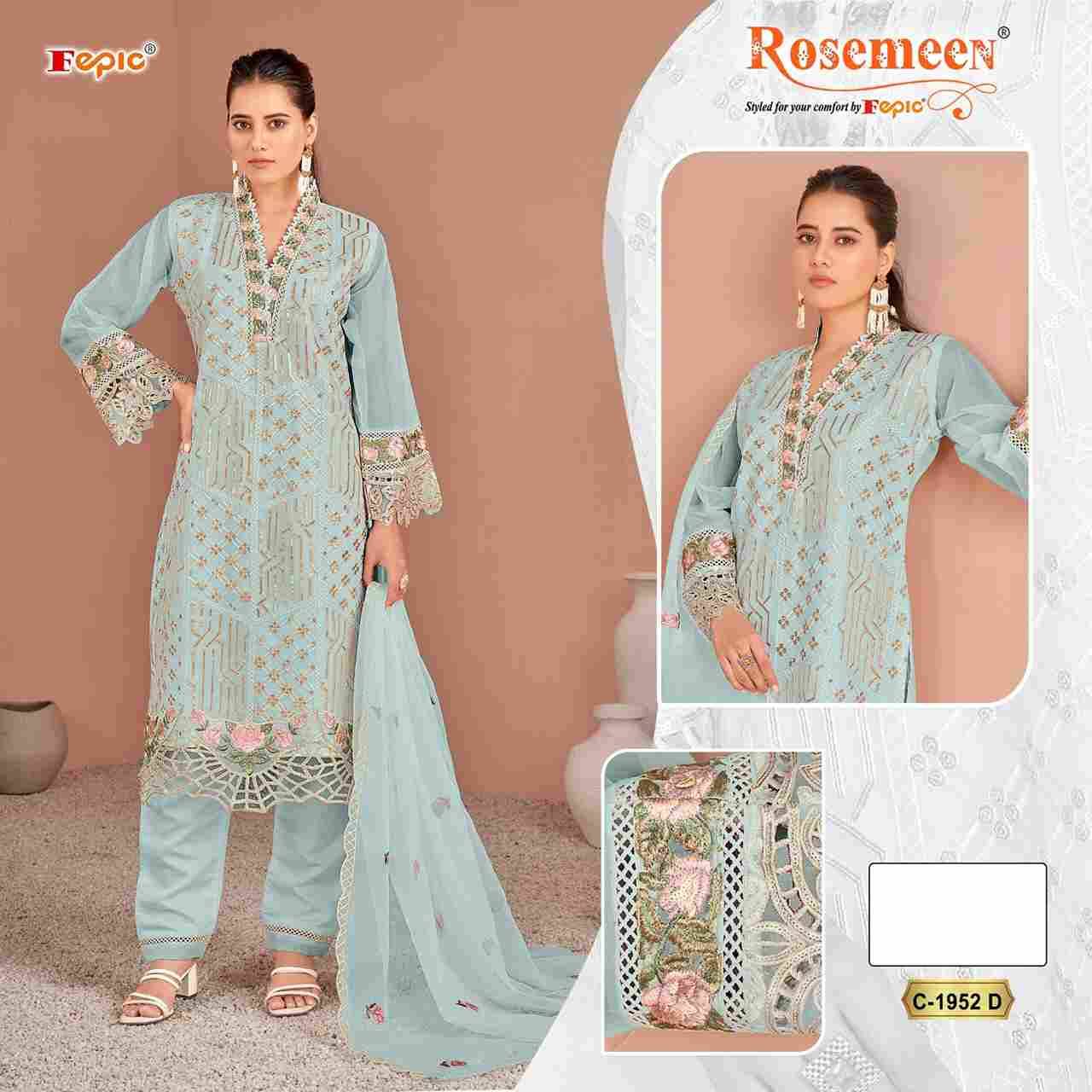 Fepic 1952 Colours By Fepic 1952-A To 1952-D Series Beautiful Pakistani Suits Stylish Fancy Colorful Party Wear & Occasional Wear Organza Embroidered Dresses At Wholesale Price