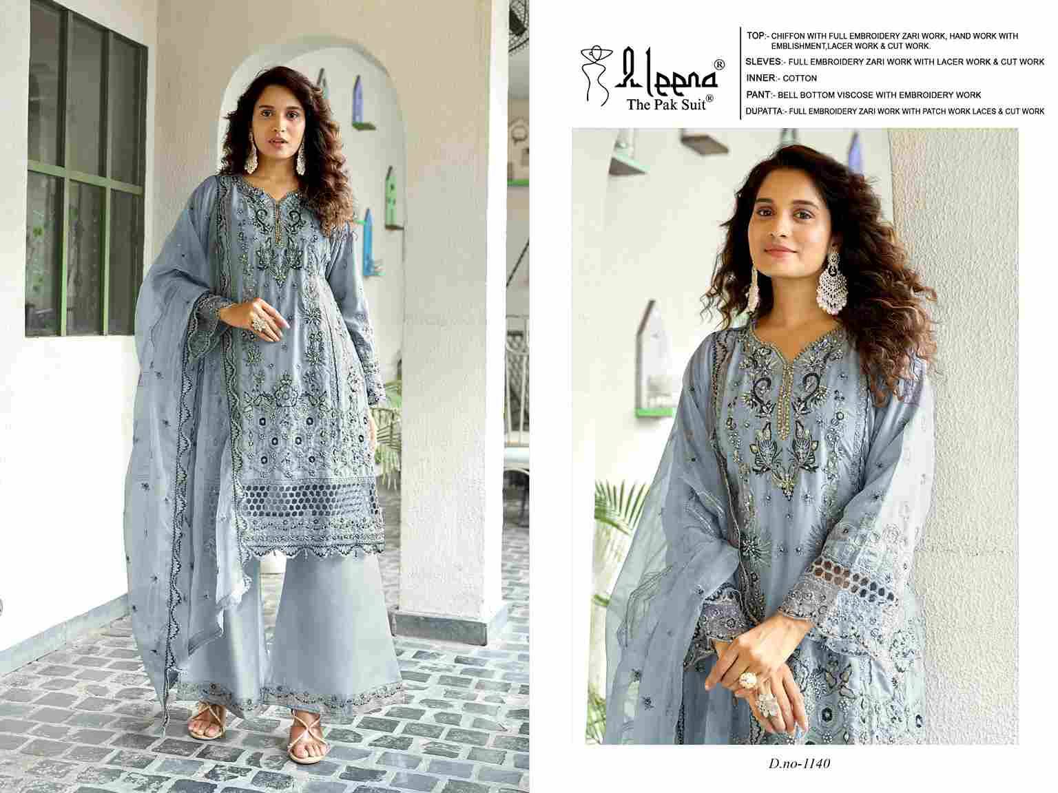 Aleena 1140 Colours By Aleena 1140-A To 1140-B Series Beautiful Pakistani Suits Stylish Fancy Colorful Party Wear & Occasional Wear Chiffon Embroidered Dresses At Wholesale Price