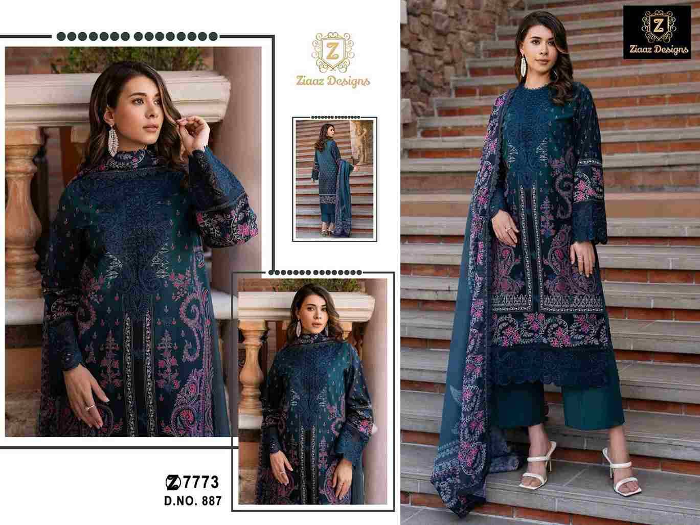 Ziaaz Designs 887 Series By Ziaaz Designs 887 To 888 Series Beautiful Pakistani Suits Colorful Stylish Fancy Casual Wear & Ethnic Wear Cambric Cotton Embroidered Dresses At Wholesale Price