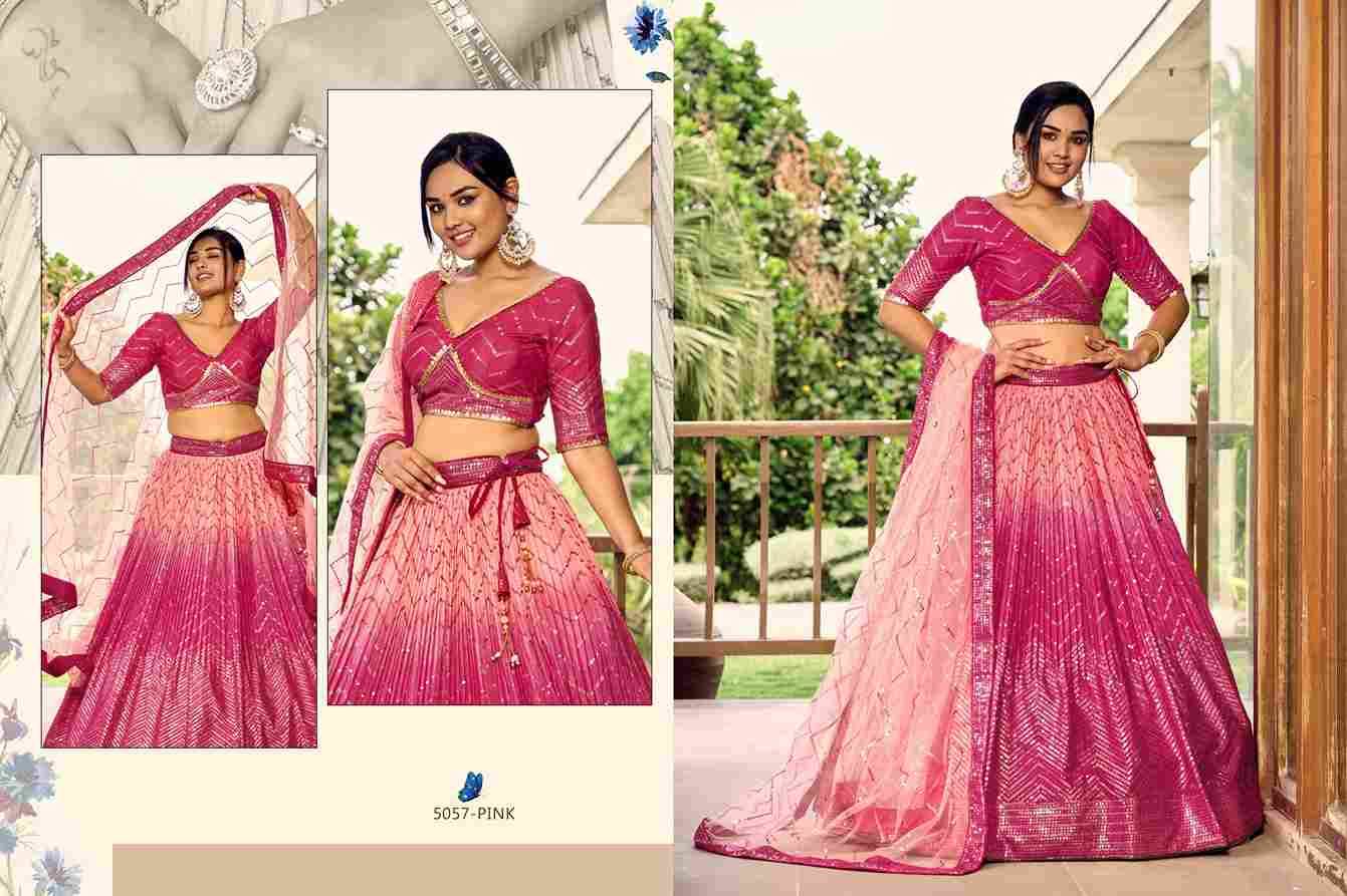 Kimaya By Zeel Clothing 5057-A To 5057-F Series Festive Wear Collection Beautiful Stylish Colorful Fancy Party Wear & Occasional Wear Chinnon Lehengas At Wholesale Price